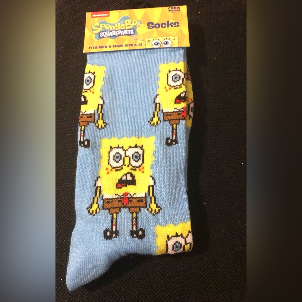 Spongebob‎ squarepants crew socks shoe size 6-12 new